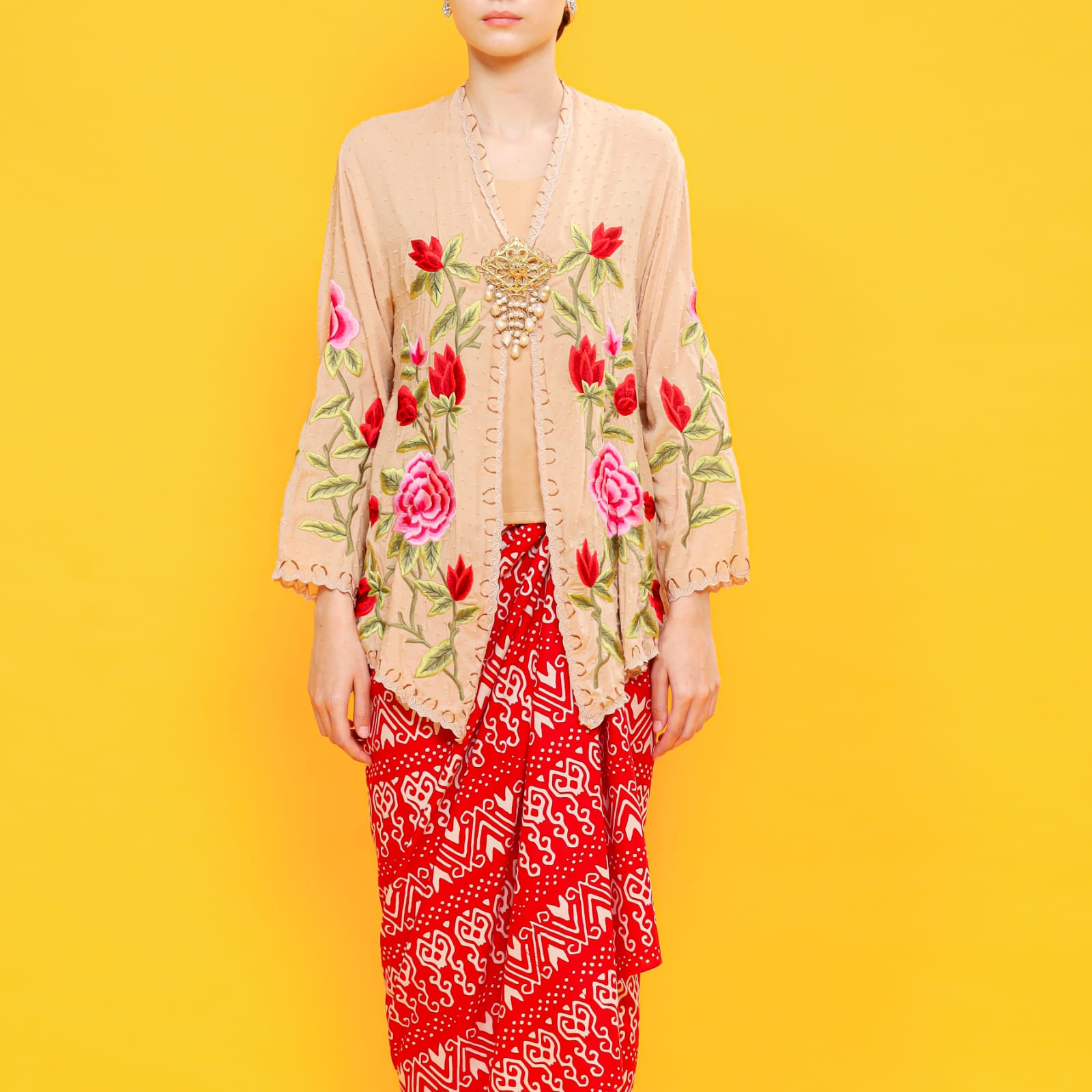 kebaya brown rose leaf